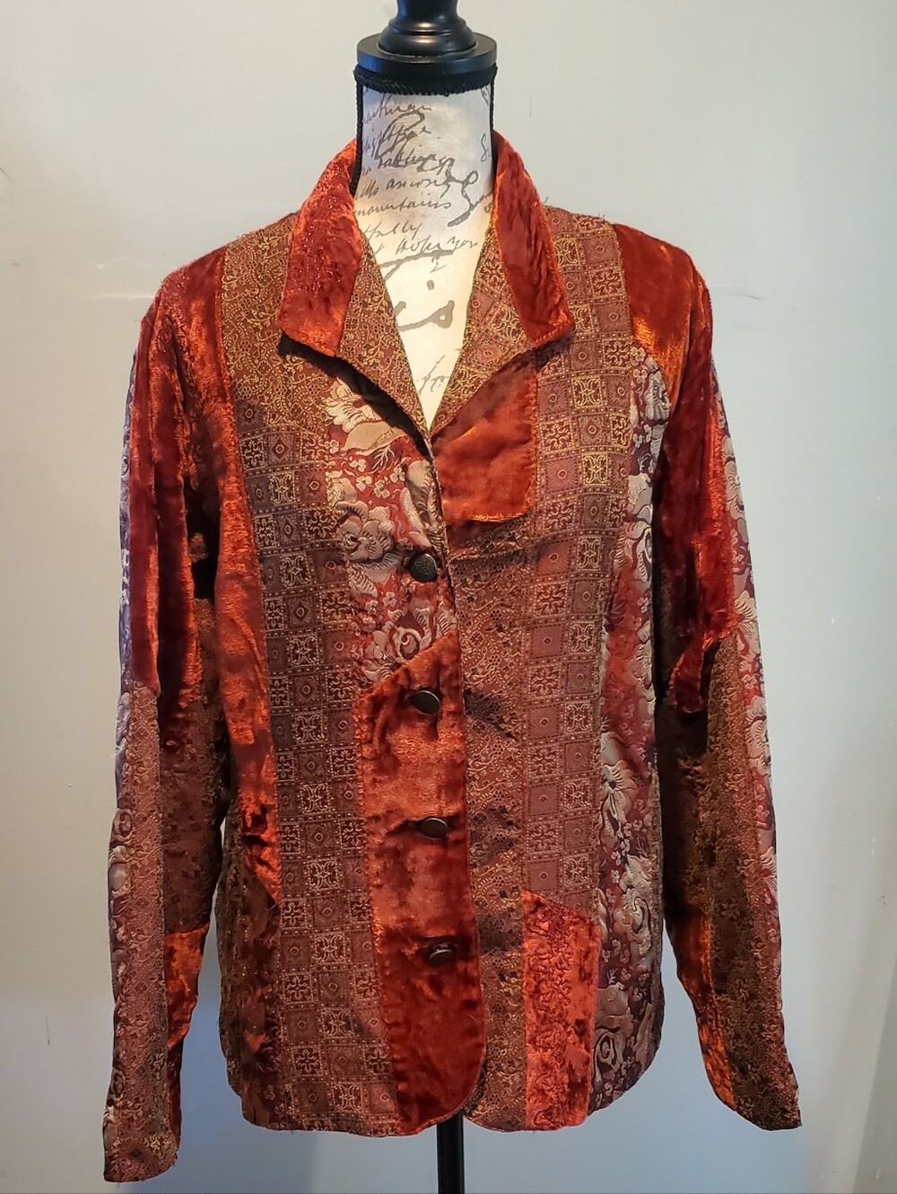 Vtg Coldwater Creek Brocade Tapestry Blazer Jacket Velvet Boho Whimisigoth Sz 1X